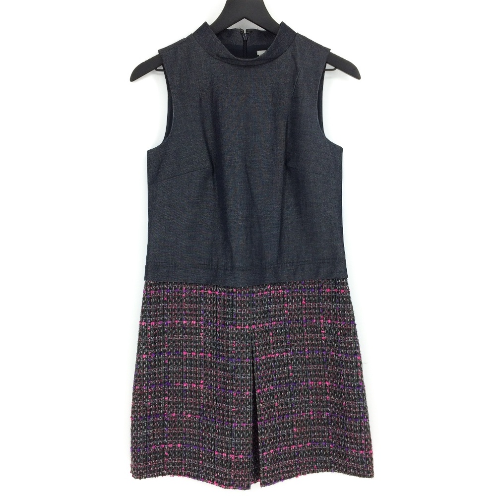 HALOGEN Mixed Media Sleeveless Career Shift Dress